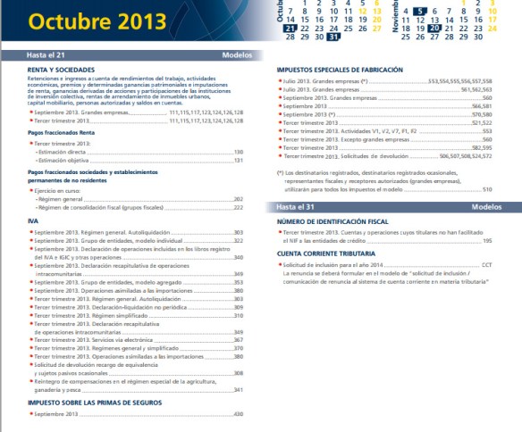 calendario de tributacion
